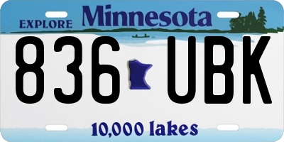 MN license plate 836UBK