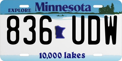 MN license plate 836UDW