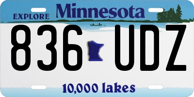 MN license plate 836UDZ