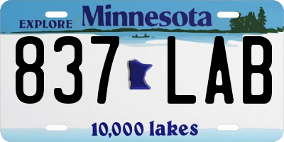 MN license plate 837LAB