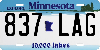 MN license plate 837LAG