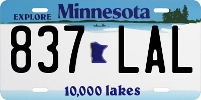 MN license plate 837LAL