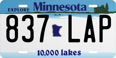 MN license plate 837LAP