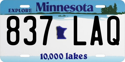 MN license plate 837LAQ