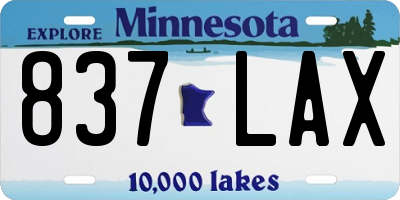 MN license plate 837LAX