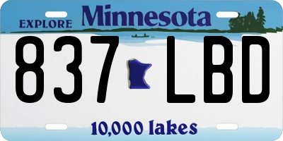 MN license plate 837LBD