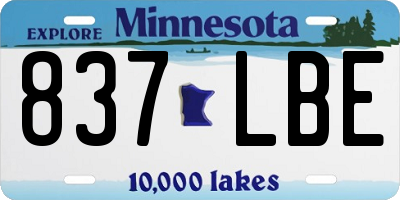 MN license plate 837LBE