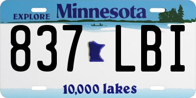 MN license plate 837LBI