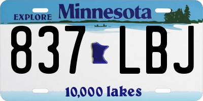 MN license plate 837LBJ