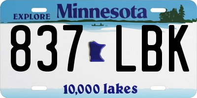 MN license plate 837LBK