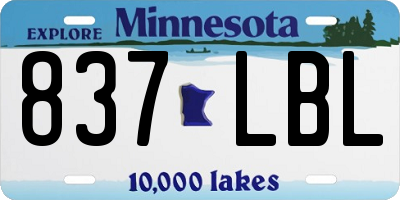 MN license plate 837LBL