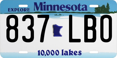 MN license plate 837LBO