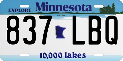 MN license plate 837LBQ