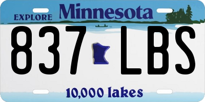 MN license plate 837LBS