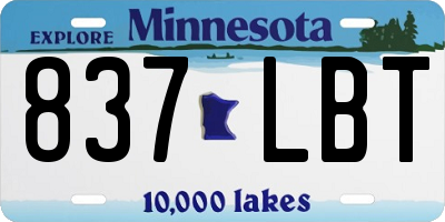 MN license plate 837LBT