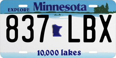 MN license plate 837LBX