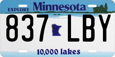MN license plate 837LBY