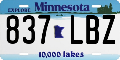 MN license plate 837LBZ