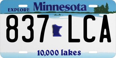 MN license plate 837LCA