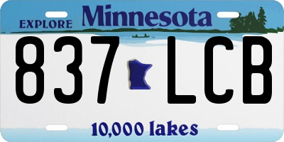 MN license plate 837LCB