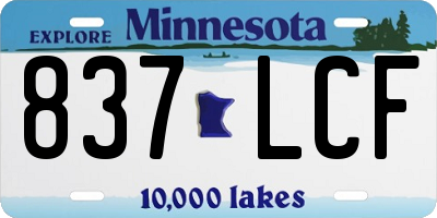MN license plate 837LCF