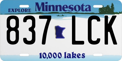 MN license plate 837LCK