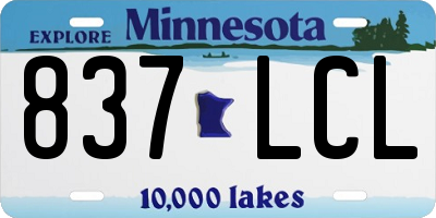 MN license plate 837LCL