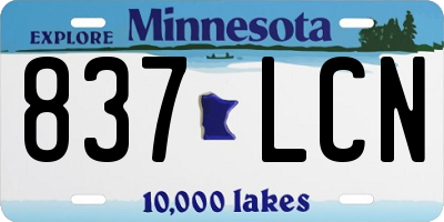 MN license plate 837LCN