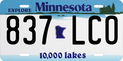 MN license plate 837LCO