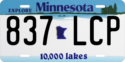 MN license plate 837LCP