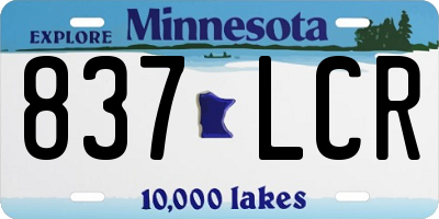 MN license plate 837LCR