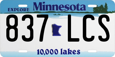 MN license plate 837LCS