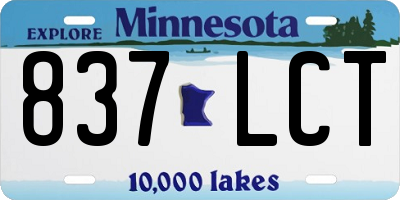 MN license plate 837LCT
