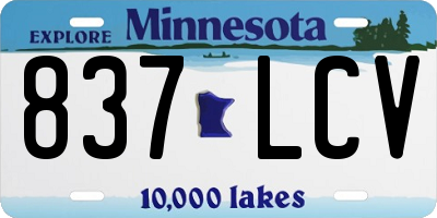 MN license plate 837LCV