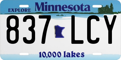 MN license plate 837LCY