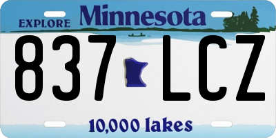MN license plate 837LCZ