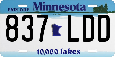 MN license plate 837LDD