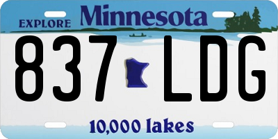 MN license plate 837LDG