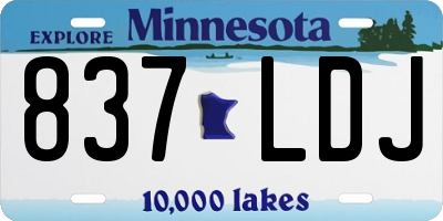 MN license plate 837LDJ