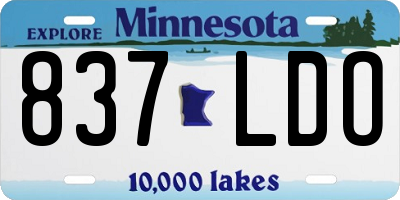 MN license plate 837LDO