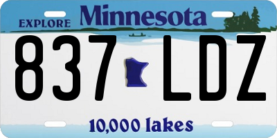 MN license plate 837LDZ