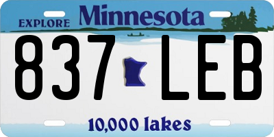 MN license plate 837LEB