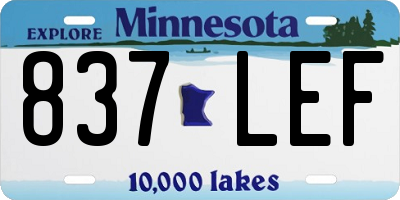 MN license plate 837LEF