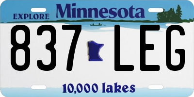 MN license plate 837LEG