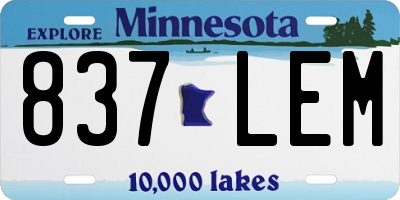 MN license plate 837LEM
