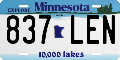 MN license plate 837LEN