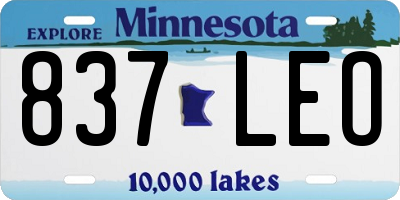 MN license plate 837LEO