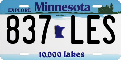 MN license plate 837LES
