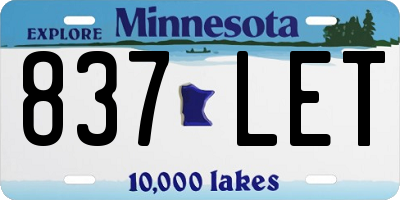 MN license plate 837LET