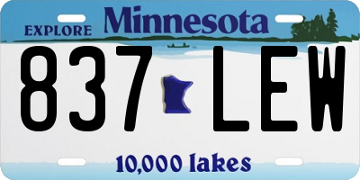 MN license plate 837LEW